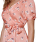 Vestido midi DKNY feminino estampado em cetim sintético, rosa, tamanho 2