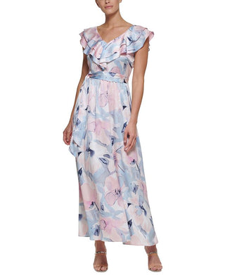 DKNY Women's Ruffle Collar Maxi Dress Pink Size 14