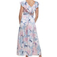Vestido longo feminino DKNY com gola babada, rosa, tamanho 14