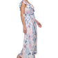 Vestido longo feminino DKNY com gola babada, rosa, tamanho 14