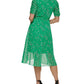 Vestido envelope falso com manga franzida DKNY feminino, verde, tamanho 14