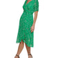 Vestido envelope falso com manga franzida DKNY feminino, verde, tamanho 14