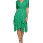 Vestido envelope falso com manga franzida DKNY feminino, verde, tamanho 8