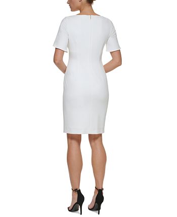 Vestido tubinho franzido feminino DKNY, branco, tamanho 8