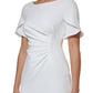 Vestido tubinho franzido feminino DKNY, branco, tamanho 8