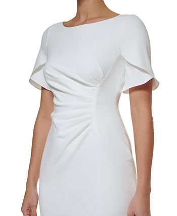 Vestido tubinho franzido feminino DKNY, branco, tamanho 8