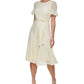 Vestido midi feminino DKNY com bolinhas, amarelo, tamanho 14