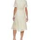 Vestido midi feminino DKNY com bolinhas, amarelo, tamanho 14
