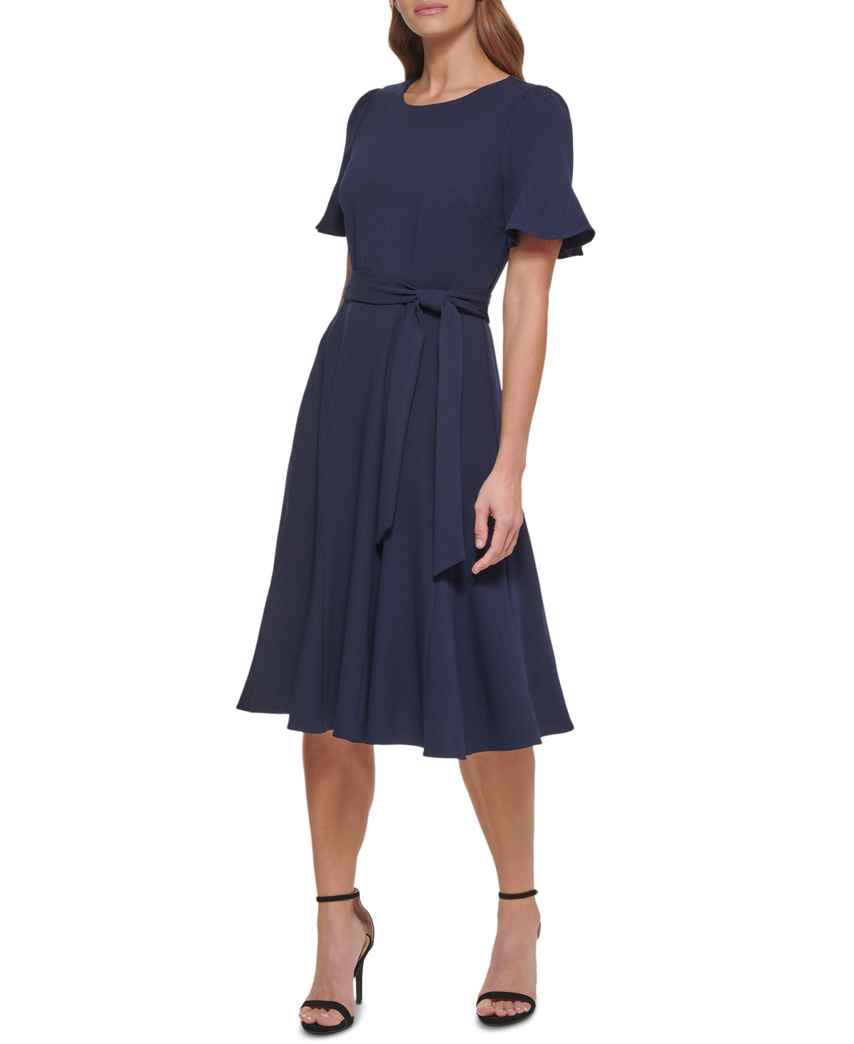 Vestido midi com cinto feminino DKNY azul tamanho 4