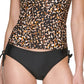 DKNY Tankini Top Estampado de Um Ombro Feminino, Preto, Tamanho Médio