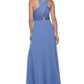 Vestido feminino DKNY com costas cruzadas, azul, tamanho 2