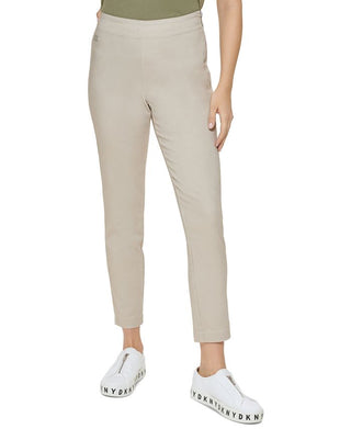 Calça feminina DKNY de sarja com zíper lateral e tornozelo, marrom, tamanho 6