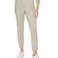 Calça feminina DKNY de sarja com zíper lateral e tornozelo, marrom, tamanho 4