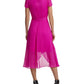 Vestido feminino DKNY Flutter Faux Wrap Chiffon Roxo Tamanho 6 Petite