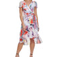 Vestido envelope falso estampado feminino DKNY, branco, tamanho 14