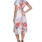 Vestido envelope falso estampado feminino DKNY, branco, tamanho 14