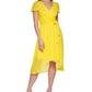 Vestido envelope falso de manga curta feminino DKNY, amarelo, tamanho 10