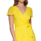 Vestido envelope falso de manga curta feminino DKNY, amarelo, tamanho 10