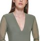 Body DKNY Feminino Mix Media Gola V Verde Tamanho Grande