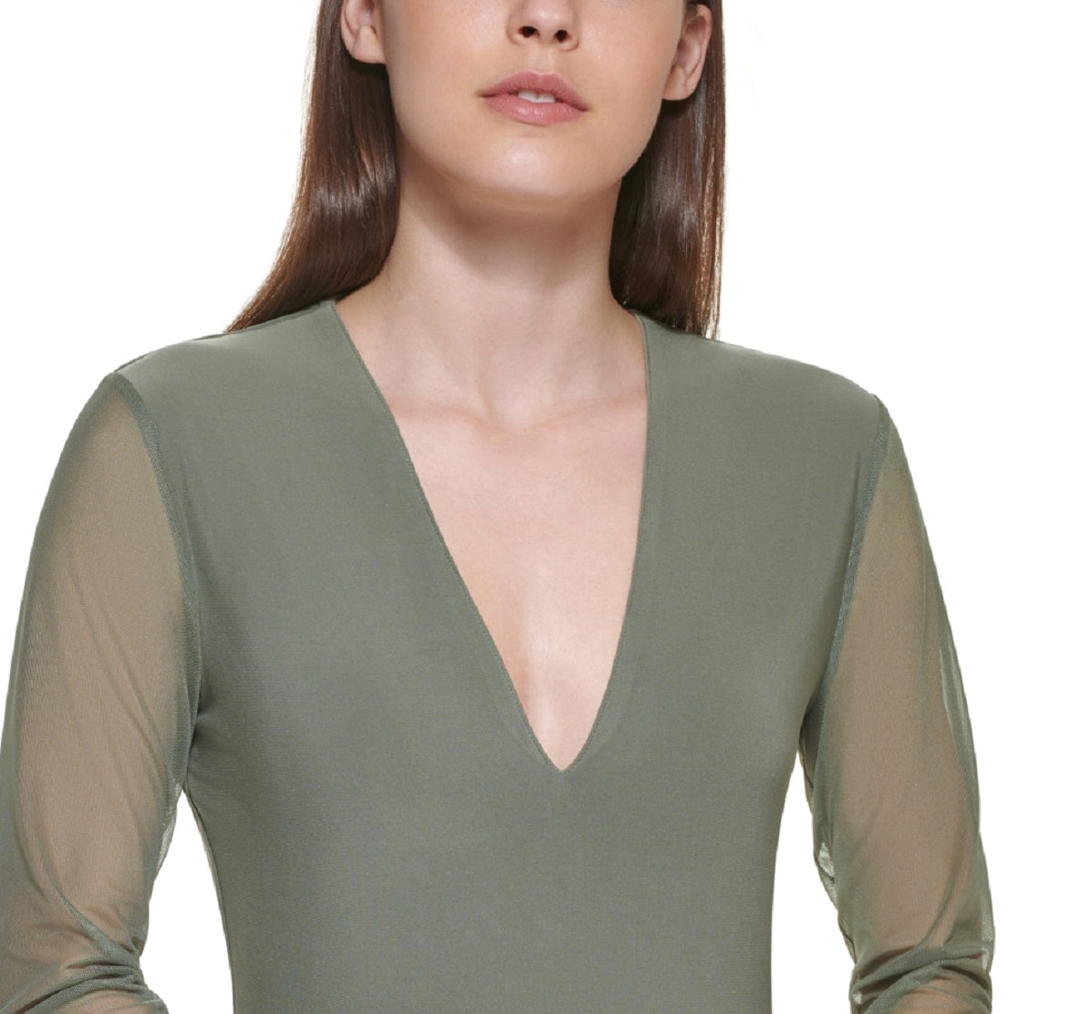 Body DKNY Feminino Mix Media Gola V Verde Tamanho Grande