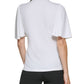 Blusa feminina DKNY com mangas franzidas e babados, branca, tamanho médio