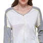 Blusa feminina DKNY com decote em V e estampa de mídia mista, cinza, tamanho extragrande