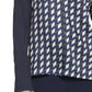 Blusa feminina DKNY com estampa de mídia mista e decote em V, azul, tamanho X-S