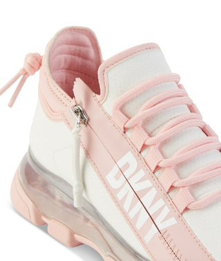 Tênis DKNY Tokyo com cadarço e zíper, feminino, branco, tamanho 7,5 m