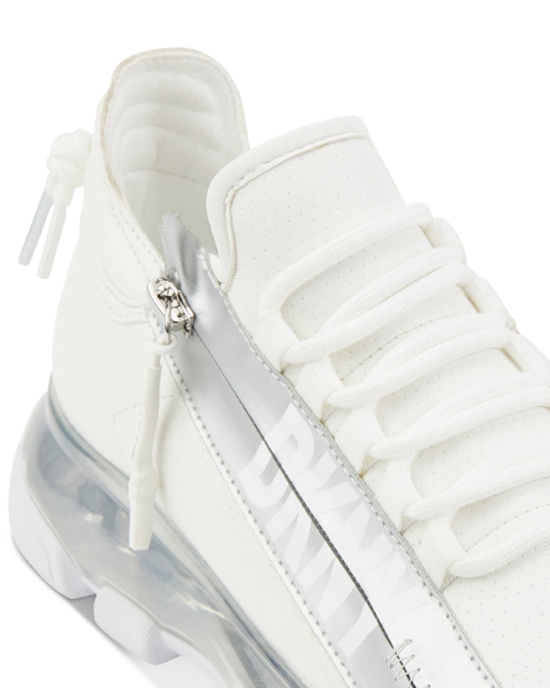 Tênis DKNY Tokyo com cadarço e zíper, feminino, branco, tamanho 7,5 m