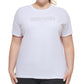 Camiseta feminina DKNY com logotipo de algodão, branca, tamanho 1X