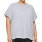 Camiseta feminina DKNY com logo metálico frontal e nó, cinza, tamanho 2X