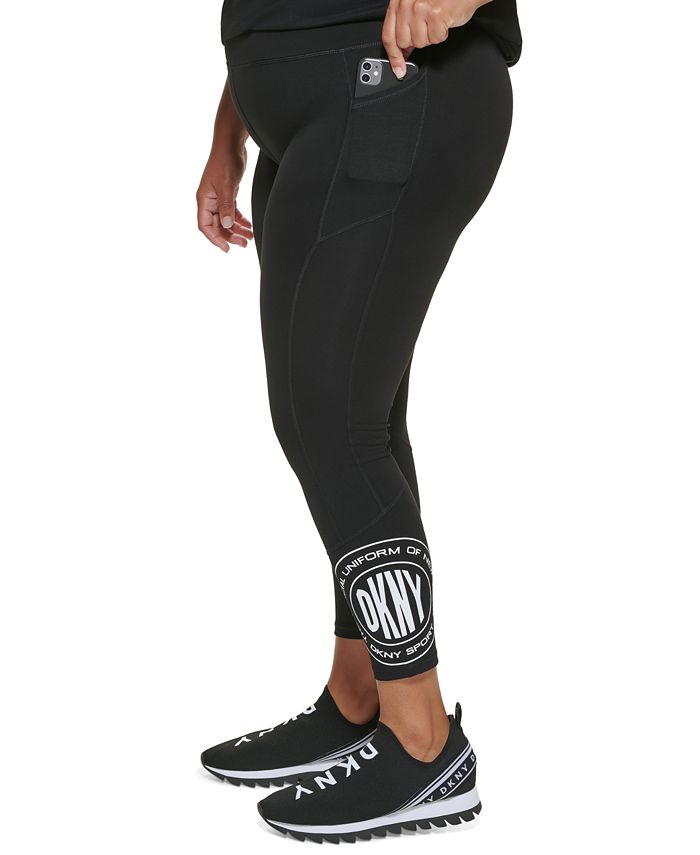 Legging DKNY Medallion Logo 7/8 Feminina Preta Tamanho 2X