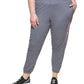 Calça de corrida feminina DKNY Sport com bolsos e cordão, com estampa de logotipo, cintura alta, cinza, tamanho 3X