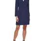 Vestido feminino DKNY preto com decote em V, tamanho médio