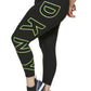 Legging feminina DKNY com cintura alta e logo explodido 7/8, preta, tamanho 2X