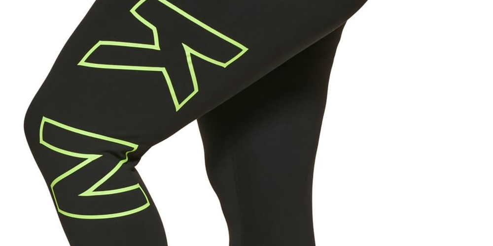 Legging feminina DKNY com cintura alta e logo explodido 7/8, preta, tamanho 2X