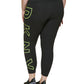 Legging feminina DKNY cintura alta 7/8 com logo explodido, preta, tamanho 1X