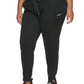 Calça de moletom feminina DKNY com logotipo bordado Pintuck, preta, tamanho 3X