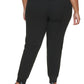 Calça de moletom feminina DKNY com logotipo bordado Pintuck, preta, tamanho 3X
