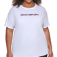Camiseta feminina DKNY Sport Plus Cotton Logo, branca, tamanho 2X