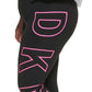 Legging feminina DKNY Sport Plus cintura alta 7/8 com logo explodido rosa tamanho 3X