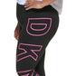 Leggings femininas DKNY de cintura alta com logotipo explodido 7/8, rosa, tamanho 2X