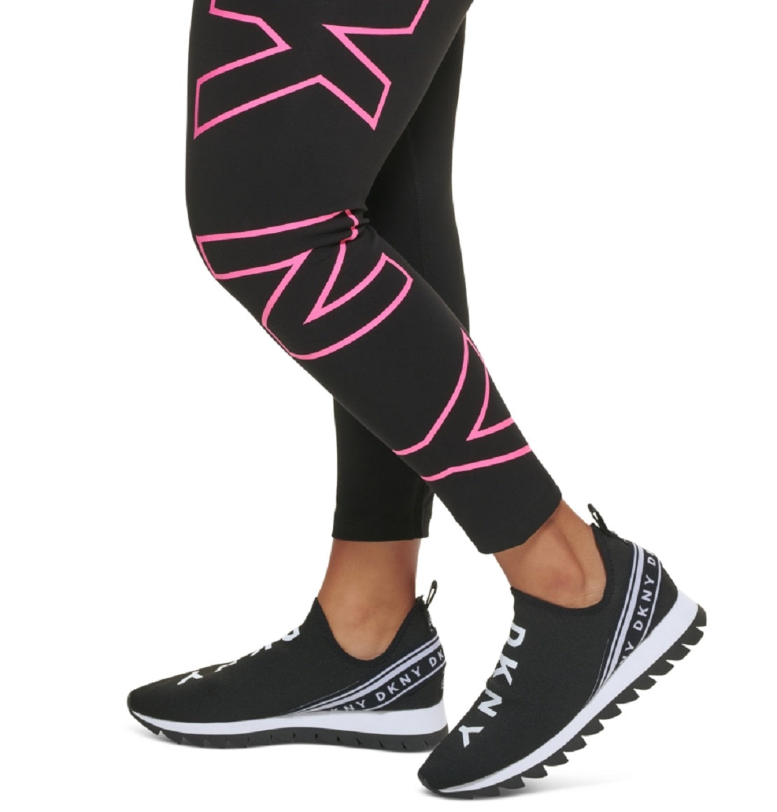 Leggings femininas DKNY de cintura alta com logotipo explodido 7/8, rosa, tamanho 2X