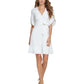 Vestido feminino DKNY com manga tulipa e decote em V, branco, tamanho 10