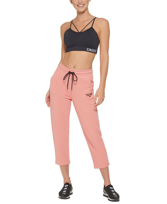 Calça de moletom DKNY Cropped Logo Feminina Rosa Tamanho GG