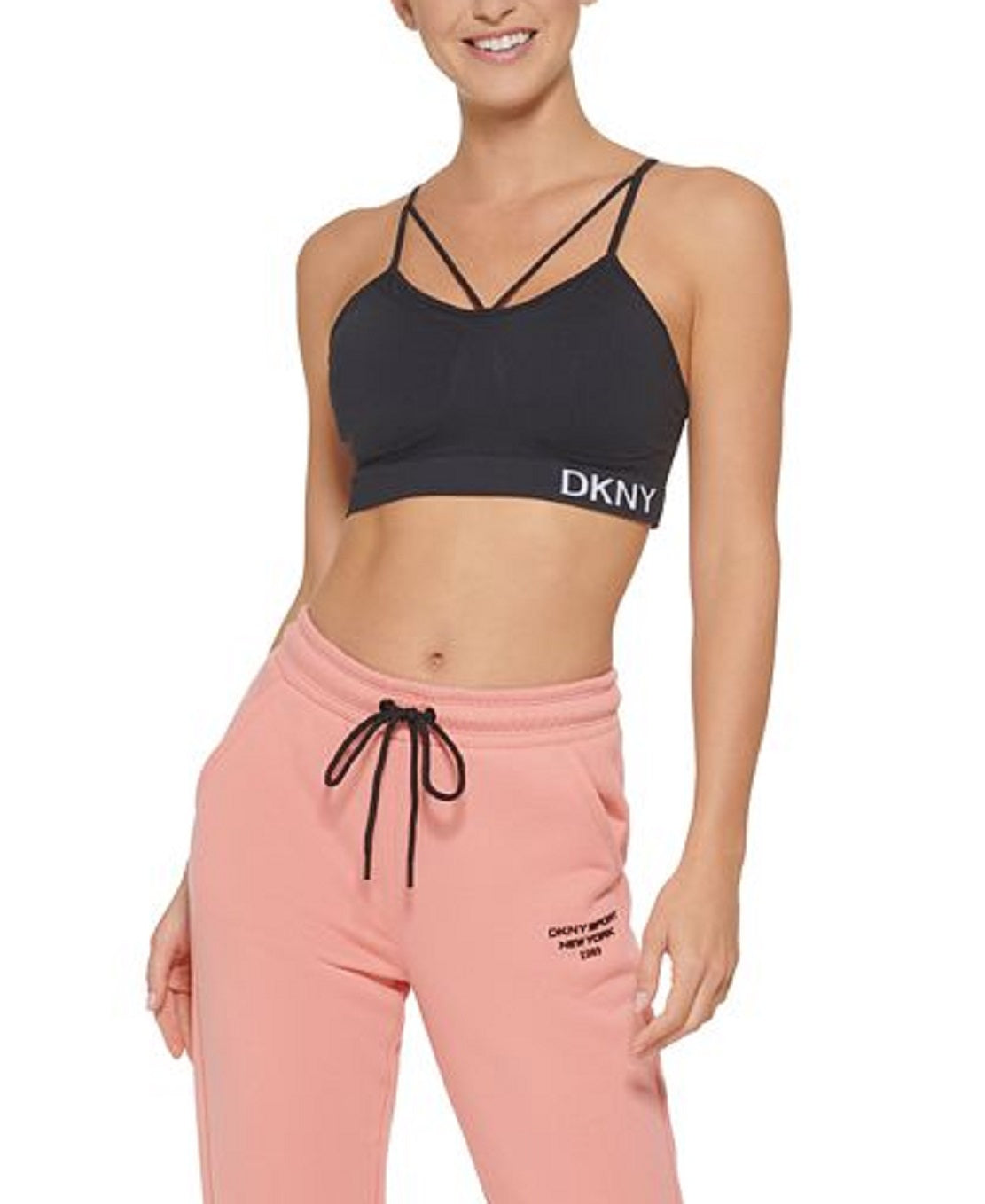 Calça de moletom DKNY Sport Cropped Logo Feminina Vermelha Tamanho Grande