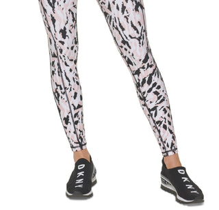 Leggings femininas DKNY com estampa de zebra gravada 7/8, rosa, tamanho médio