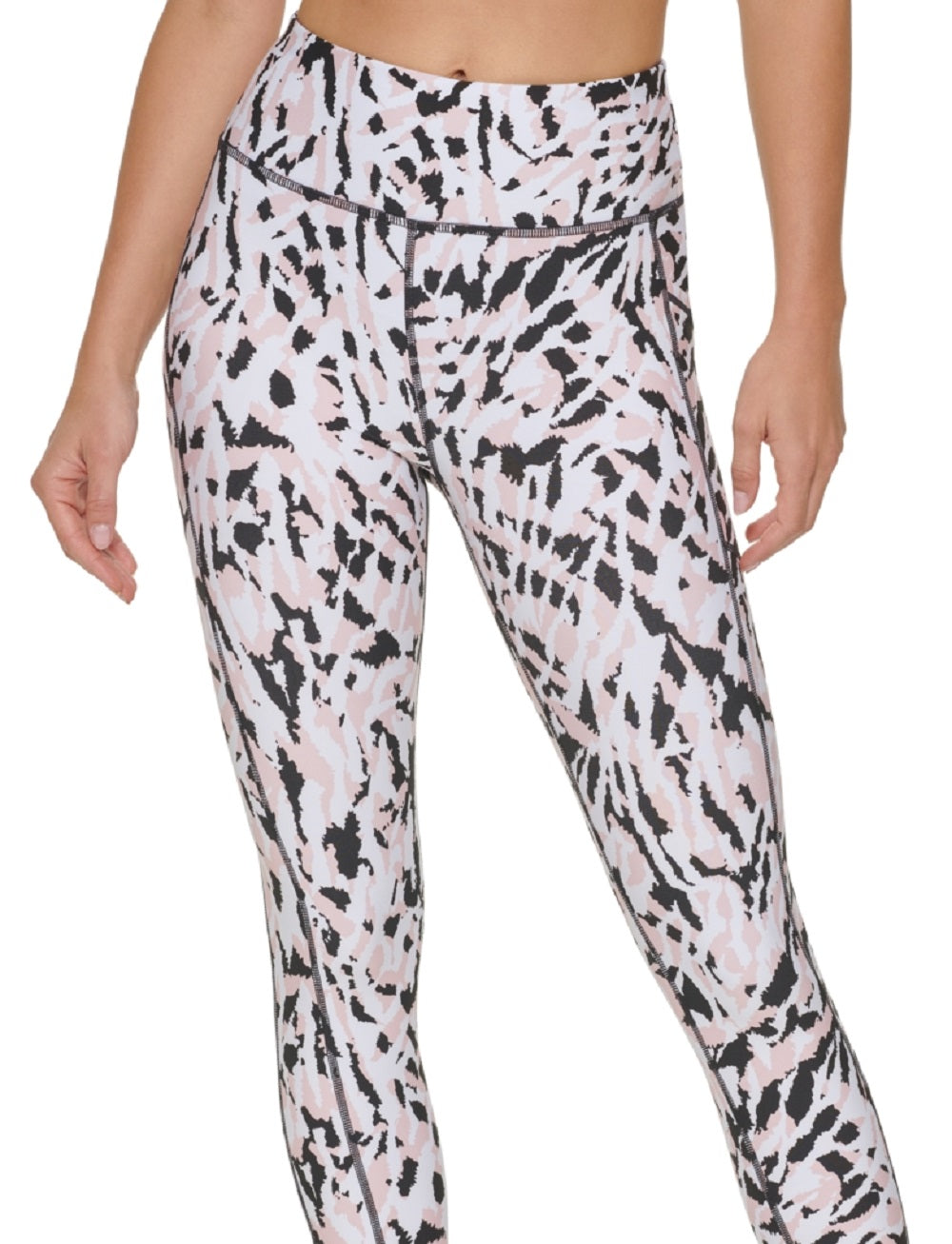 Leggings femininas DKNY com estampa de zebra gravada 7/8, rosa, tamanho extrapequeno