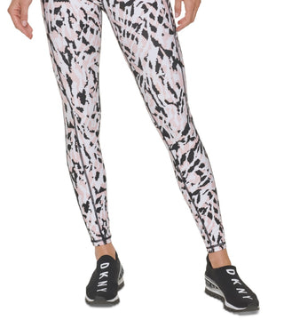 Leggings femininas DKNY com estampa de zebra gravada 7/8, rosa, tamanho extrapequeno