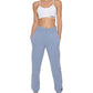 Calça de moletom feminina DKNY cintura alta azul tamanho grande